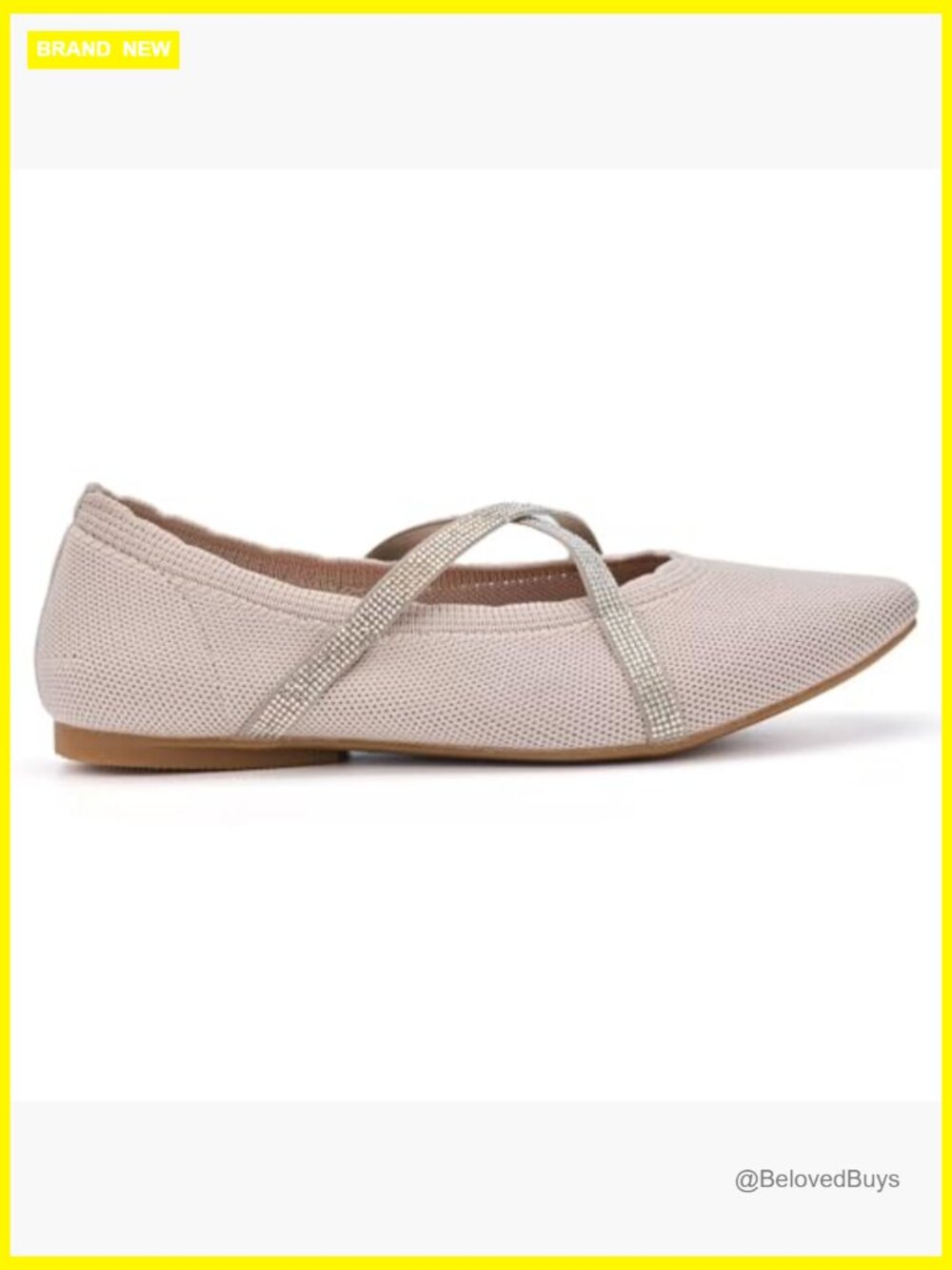 Women's Square Toe Mary Jane Ballet Flats Cross Strap Washable Knit Comfortable - Picture 4 of 7